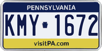 PA license plate KMY1672