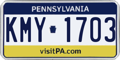 PA license plate KMY1703