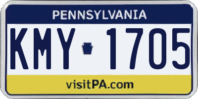 PA license plate KMY1705