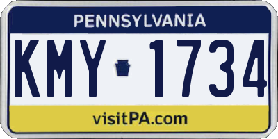 PA license plate KMY1734