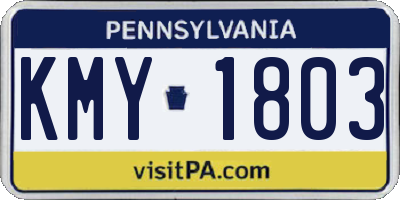 PA license plate KMY1803