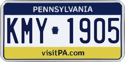 PA license plate KMY1905