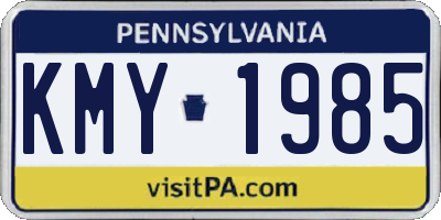PA license plate KMY1985