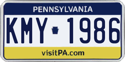 PA license plate KMY1986