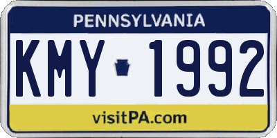 PA license plate KMY1992