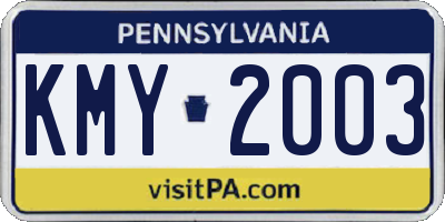 PA license plate KMY2003