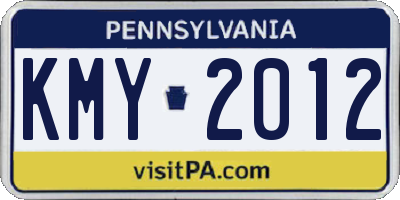 PA license plate KMY2012