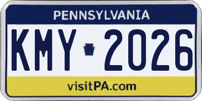 PA license plate KMY2026
