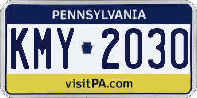 PA license plate KMY2030