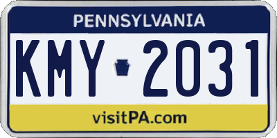 PA license plate KMY2031