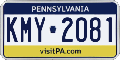 PA license plate KMY2081