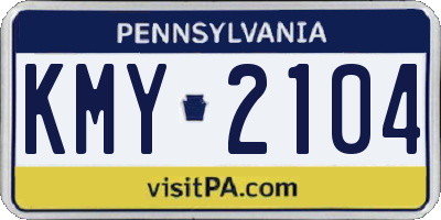 PA license plate KMY2104