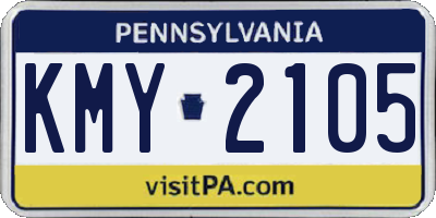PA license plate KMY2105