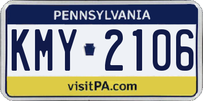 PA license plate KMY2106