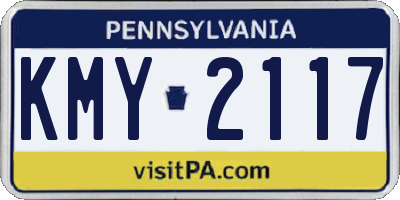PA license plate KMY2117