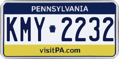 PA license plate KMY2232