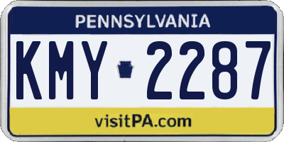 PA license plate KMY2287