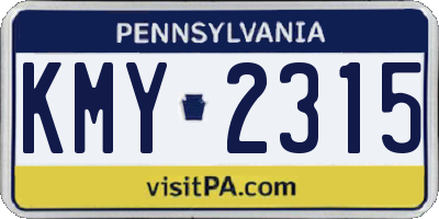PA license plate KMY2315