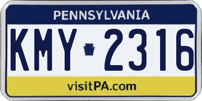 PA license plate KMY2316