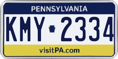 PA license plate KMY2334