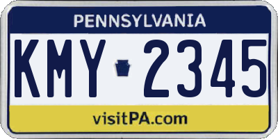 PA license plate KMY2345