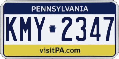 PA license plate KMY2347