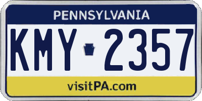 PA license plate KMY2357