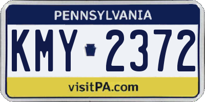 PA license plate KMY2372
