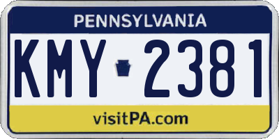 PA license plate KMY2381