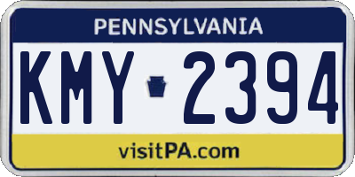 PA license plate KMY2394
