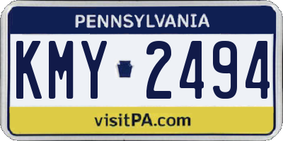 PA license plate KMY2494