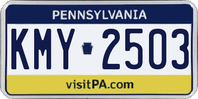 PA license plate KMY2503