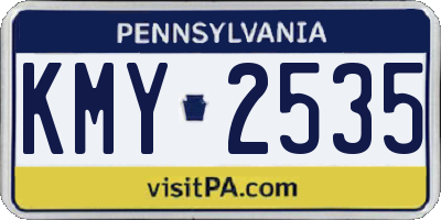 PA license plate KMY2535