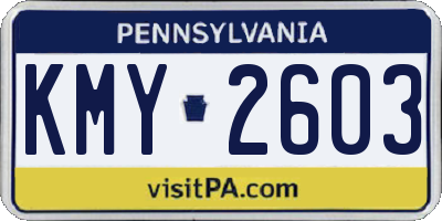 PA license plate KMY2603