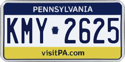 PA license plate KMY2625