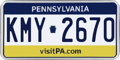 PA license plate KMY2670