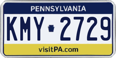 PA license plate KMY2729