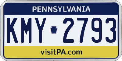 PA license plate KMY2793