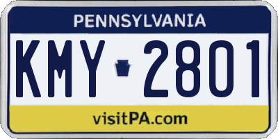 PA license plate KMY2801