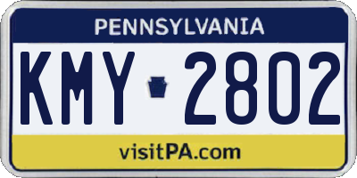 PA license plate KMY2802