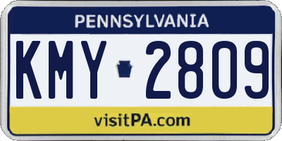 PA license plate KMY2809