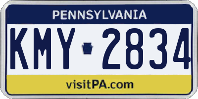PA license plate KMY2834