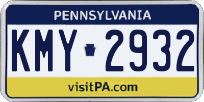 PA license plate KMY2932