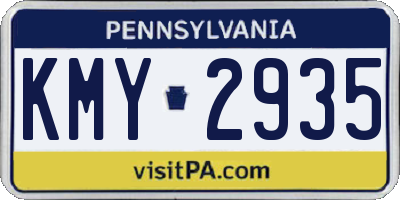 PA license plate KMY2935