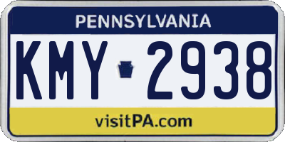 PA license plate KMY2938