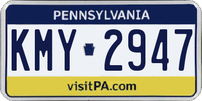 PA license plate KMY2947