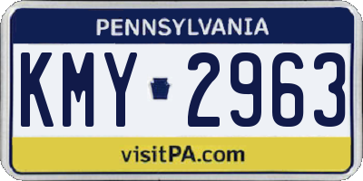 PA license plate KMY2963