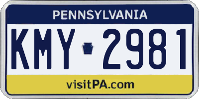 PA license plate KMY2981