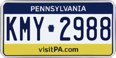 PA license plate KMY2988