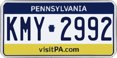 PA license plate KMY2992